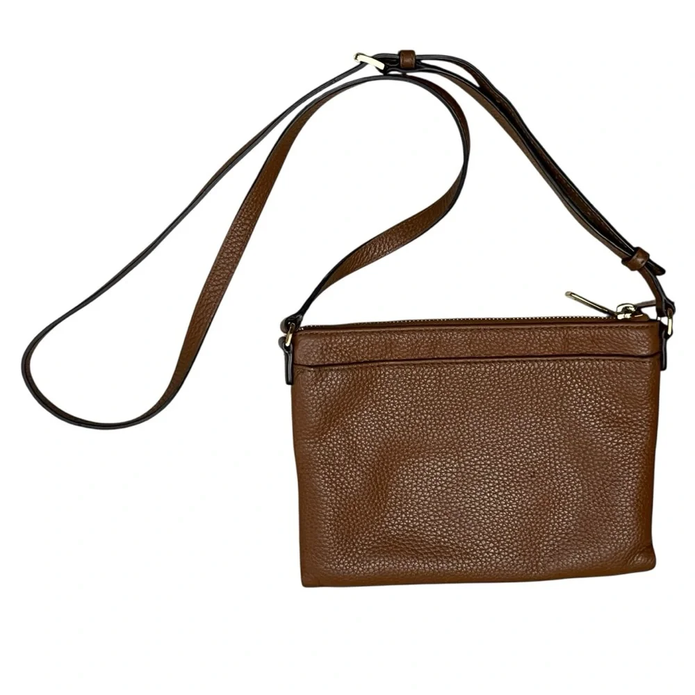 Michael Kors Brown Pebbled Leather Small Crossbody Bag